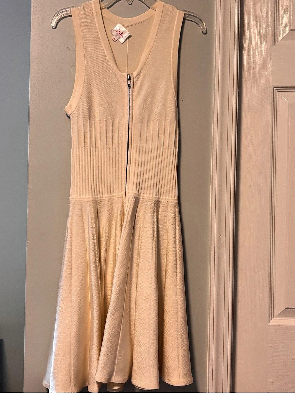 Parker Ivory Sleeveless Ribbed Knit Fit & Flare Dress XS